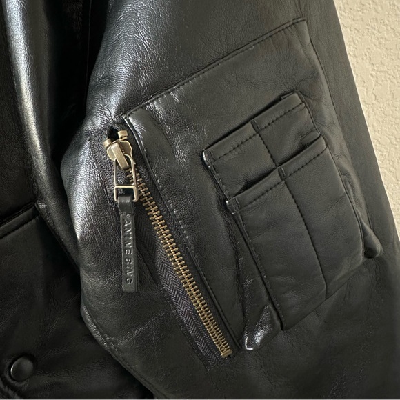 ANINE BING LEON BOMBER Black Recycled Leather SZ XS - Picture 5 of 11